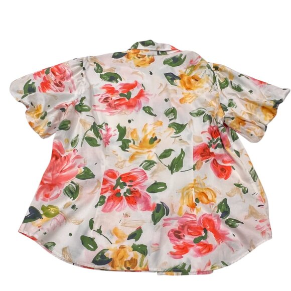 Lauren Ralph Lauren Floral Button Front Cotton Top, 1X - Picture 8 of 9